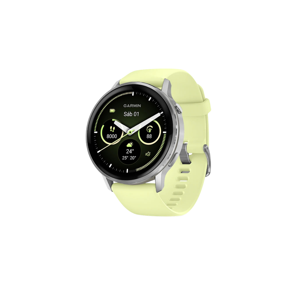 Garmin Venu 4 - 45mm Bisel Plata Correa Silicona Amarilla