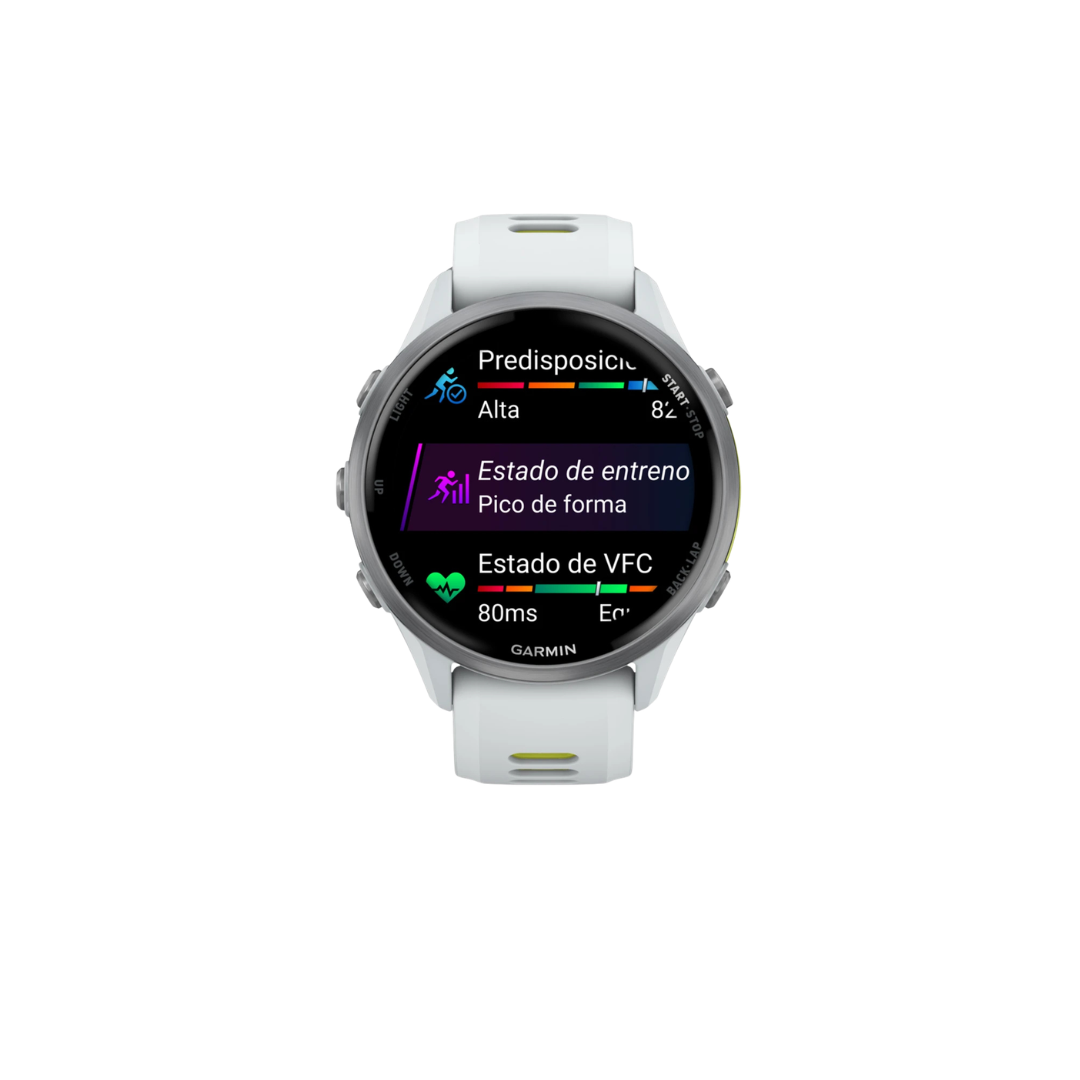 Garmin Forerunner 970 - Titanio Blanco Piedra y Amarillo
