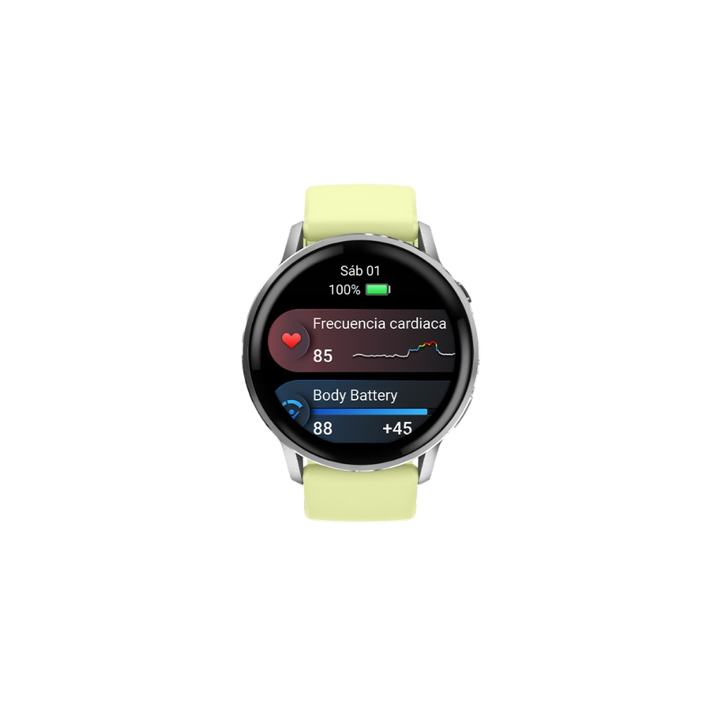 Garmin Venu 4 - 45mm Bisel Plata Correa Silicona Amarilla