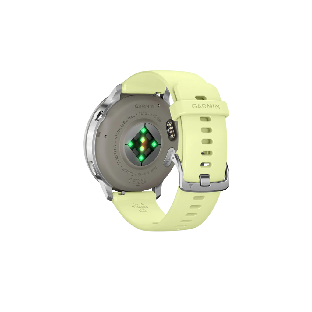 Garmin Venu 4 - 45mm Bisel Plata Correa Silicona Amarilla